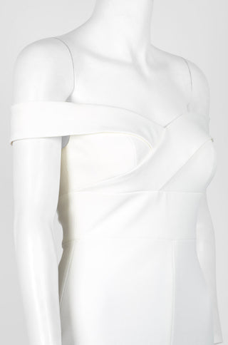 Aidan by Aidan Mattox Off-Shoulder Pleated Zipper Back Solid Scuba Crepe Dress