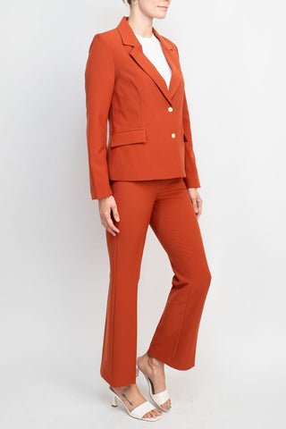 Nanette Lepore notched collar long sleeve two button closure twill jacket with bi-stretch straight pant