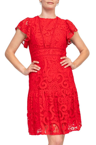 Nanette Lepore Lace Dress - Pure Red - Front