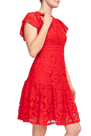 Nanette Lepore Lace Dress - Pure Red - Side