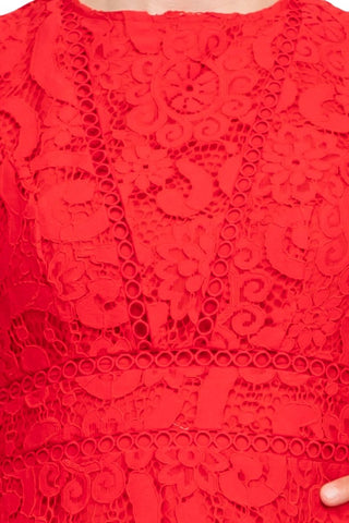 Nanette Lepore Lace Dress - Pure Red - Fabric