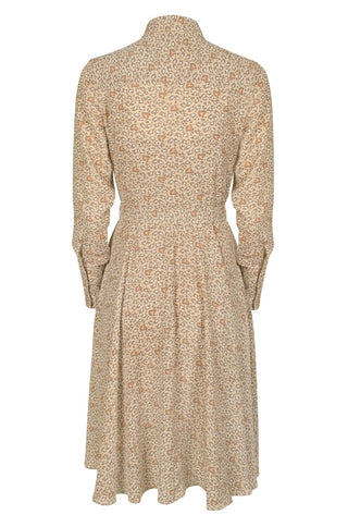NANETTE Nanette Lepore Collared Tie Waist Long Sleeve Pleated Multi Print Polyester Dress