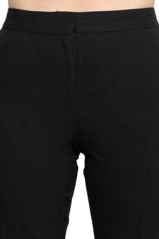 Philosophy Banded Waist Button Hook & Zipper Closure Side Pockets Viscose Blend Pant - Black