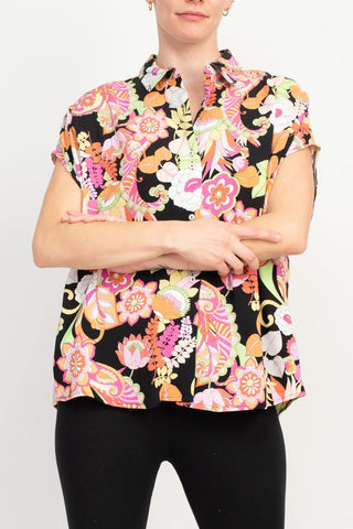 Floral-printed jersey knit top_front2