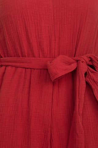 London Times V-Neck Sleeveless Tie Waist Solid Cotton Jumpsuit