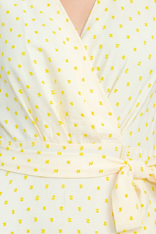 London Times V-Neck Ruffled Shoulder Sleeveless Tiered Skirt Tie Waist Clip Dot Print Dress