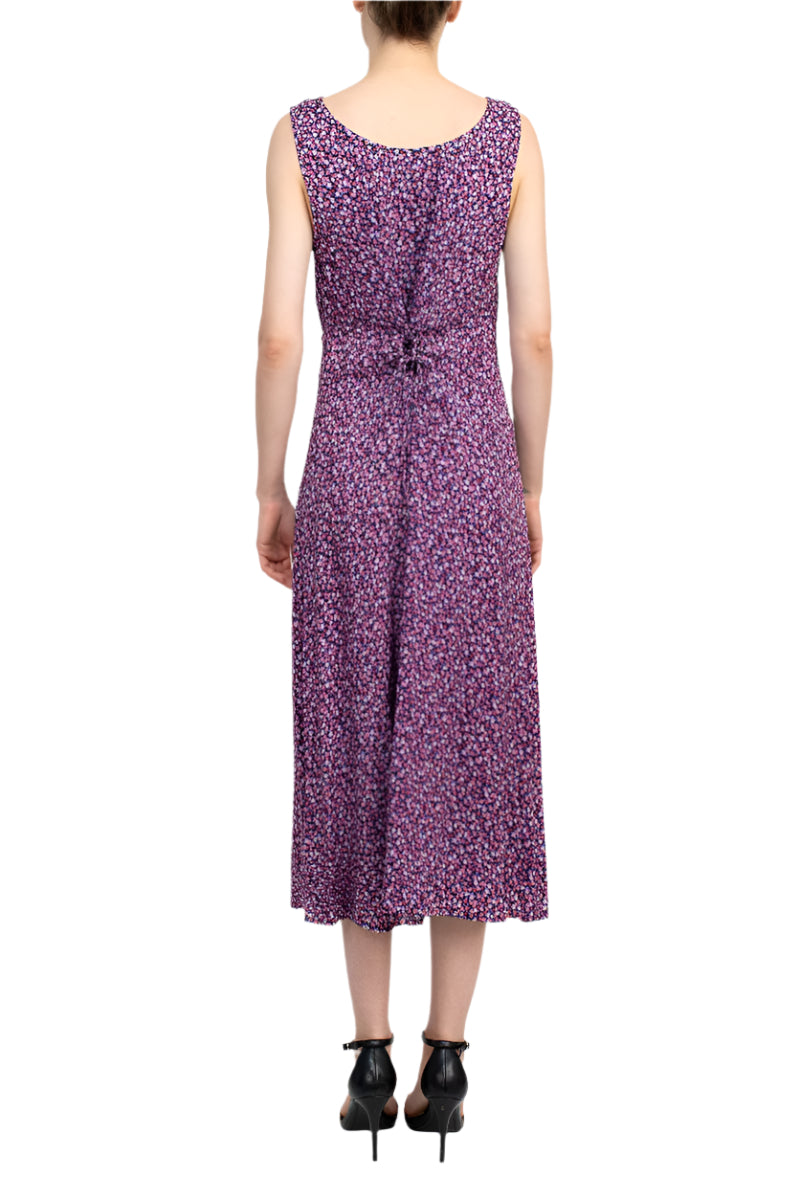 Connected Apparel Scoop Neck Sleeveless Multi Print String Tie Back Fit & Flare Rayon Dress Connected Apparel Scoop Neck Sleeveless Multi Print String Tie Back Fit & Flare Rayon Dress
