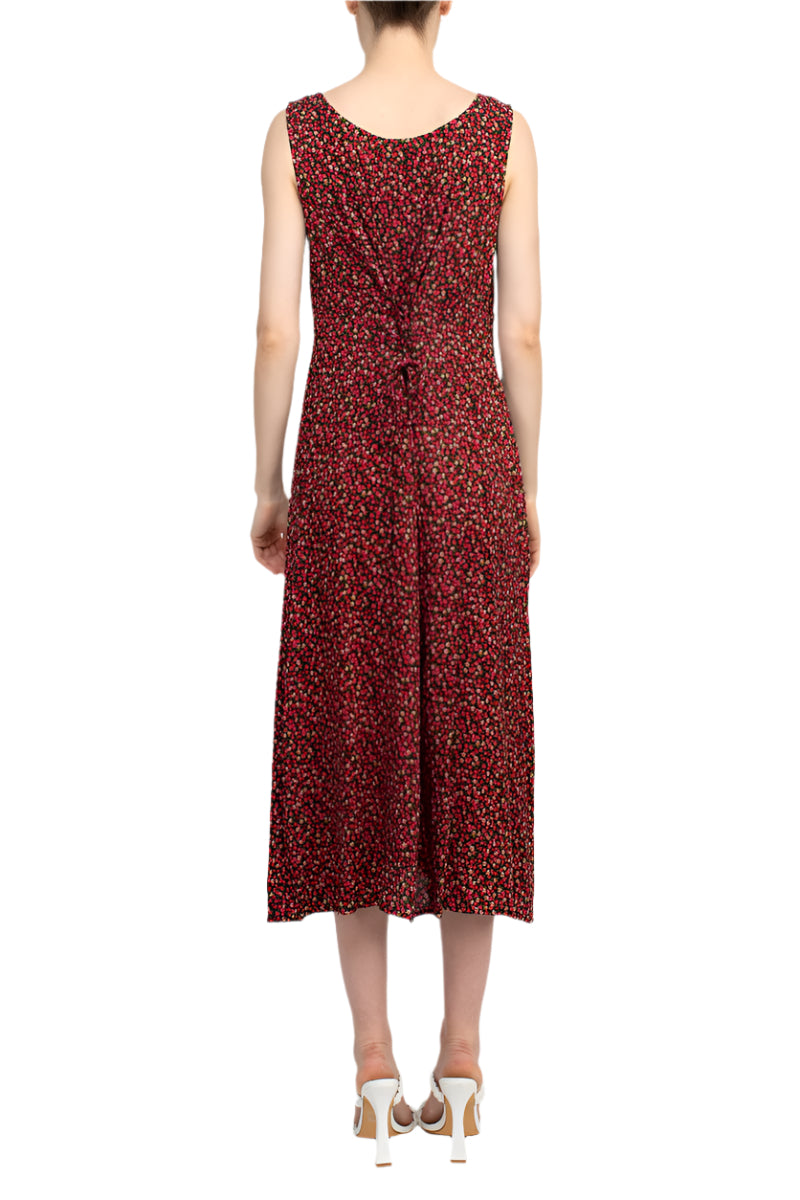 Connected Apparel Scoop Neck Sleeveless Multi Print String Tie Back Fit & Flare Rayon Dress| Available at Curated Brands in Los Angeles Connected Apparel Scoop Neck Sleeveless Multi Print String Tie Back Fit & Flare Rayon Dress| Available at Curated Brands in Los Angeles
