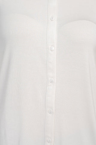 Final Sale: T Tahari Collar Neck Cuff Long Sleeves Button Detail ITY Blouse - Pale Sand - Fabric