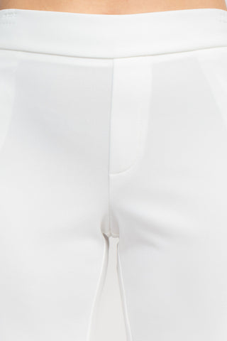 T Tahari Mid Waist Pull On Ankle Slim Fit Crepe Pant with Pockets - White - Fabric