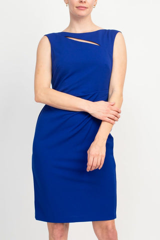 Connected Apparel Cobalt Sheath Dress with ITY Blend_ Front View1