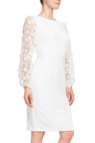 Connected Apparel Bodycon Long Sleeve Dress - Ivory - Side