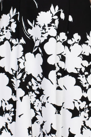 Connected Apparel Floral Print Dress - Black - Fabric