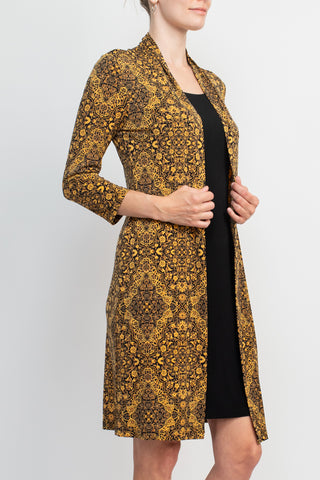 Connected Apparel Scoop Neck Long Sleeve Faux Jacket ITY Dress