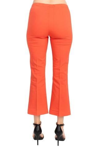 Peace of Cloth Regan Crop Flare Stretch Cotton Pant_CORAL_back