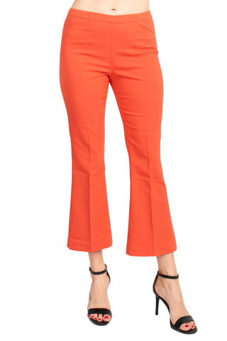 Peace of Cloth Regan Crop Flare Stretch Cotton Pant_CORAL_front