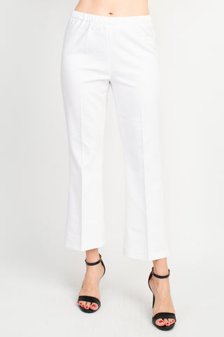 Peace of Cloth Regan Crop Flare Stretch Cotton Pant_WHITE_front