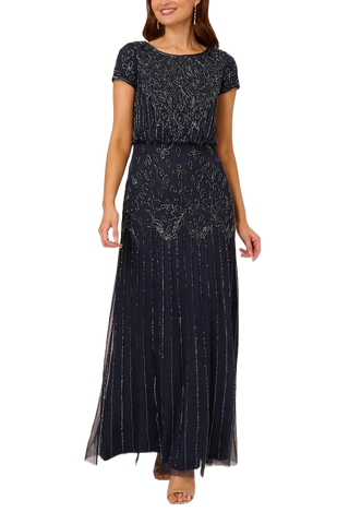 Jackie jon short clearance sleeve embellished evening gown