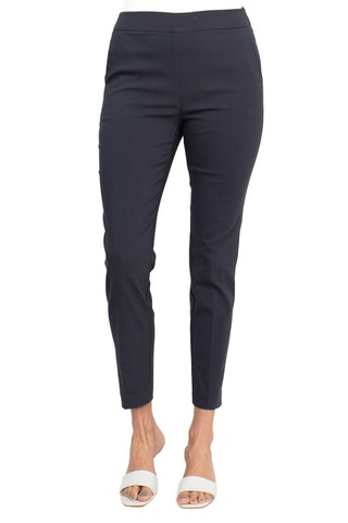 Counterparts Banded Mid Waist Slim Leg Stretch Crepe Pant - Steel - Front