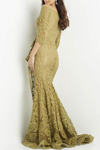 Jovani Olive Embellished Lace Evening Gown by Curated Brands Jovani Olive Embellished Lace Evening Gown by Curated Brands