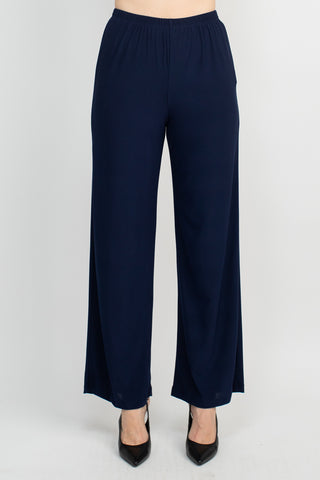 Marina Scoop Neck Metallic Top Mid Waist Solid Jersey Pant with Matching Metallic Jacket (3pc Set)