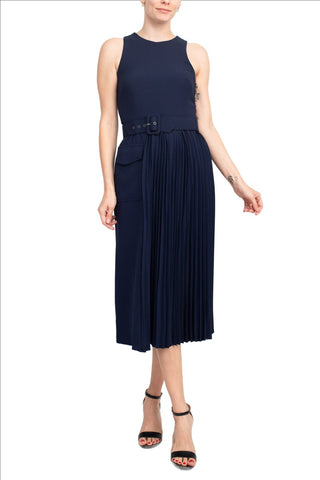 Taylor Scoop Neck Navy Midi Dress_Front View
