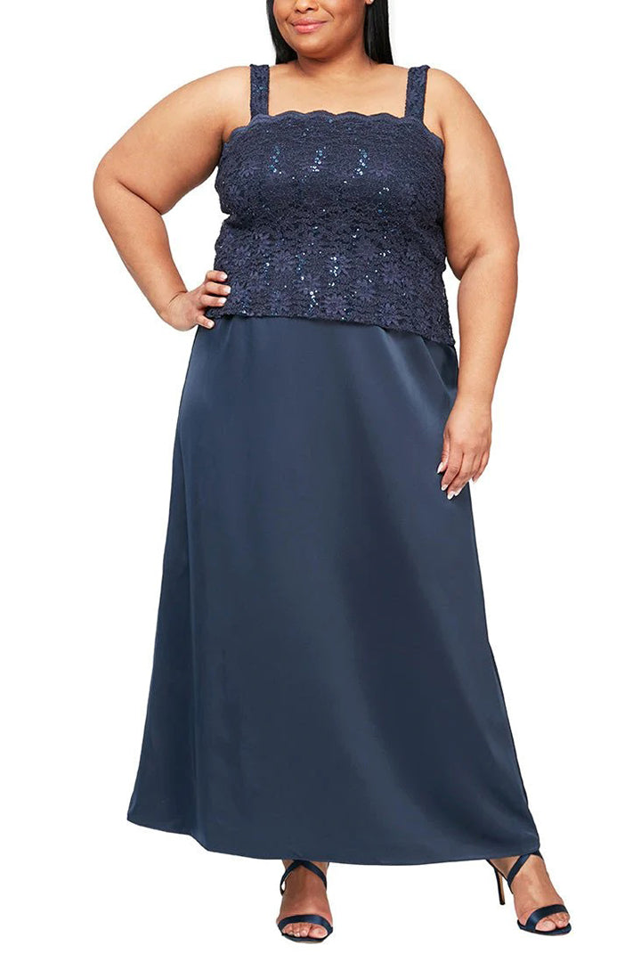Alex Evenings Square Neck Lace Top A-Line Dress with 3/4 Sleeve Lace Jacket (2 Piece Set) Alex Evenings Square Neck Lace Top A-Line Dress with 3/4 Sleeve Lace Jacket (2 Piece Set)