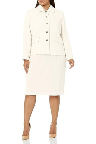 50041237_Le Suit Plus Size Jacket and Skirt SuitVANILLA ICE_front