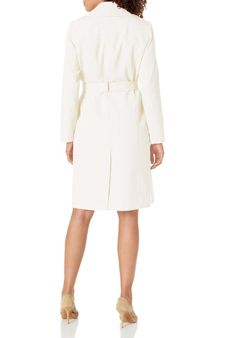 Le Suit Crepe Belted Trench Jacket and Sheath Dress Set-Vanilla Ice_back View