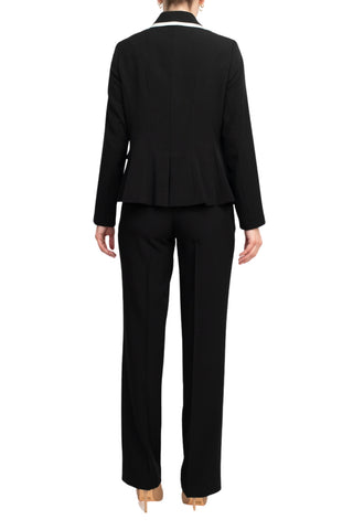 Le Suit Crepe Framed Button Up Jacket and Pants Set - Black Vanilla Ice - Back View