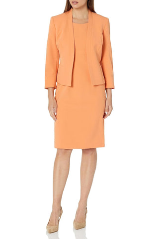 Le Suit Crepe Sheath Dress Suit Apricot_Front View