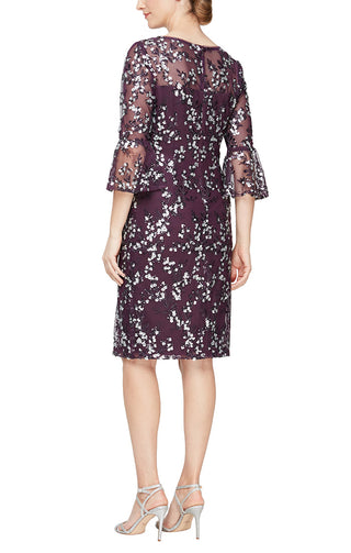 Alex Evenings Embroidered Sequin Lace Sheath Dress_EGGPLANT_back