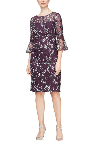 Alex Evenings Embroidered Sequin Lace Sheath Dress_EGGPLANT_front