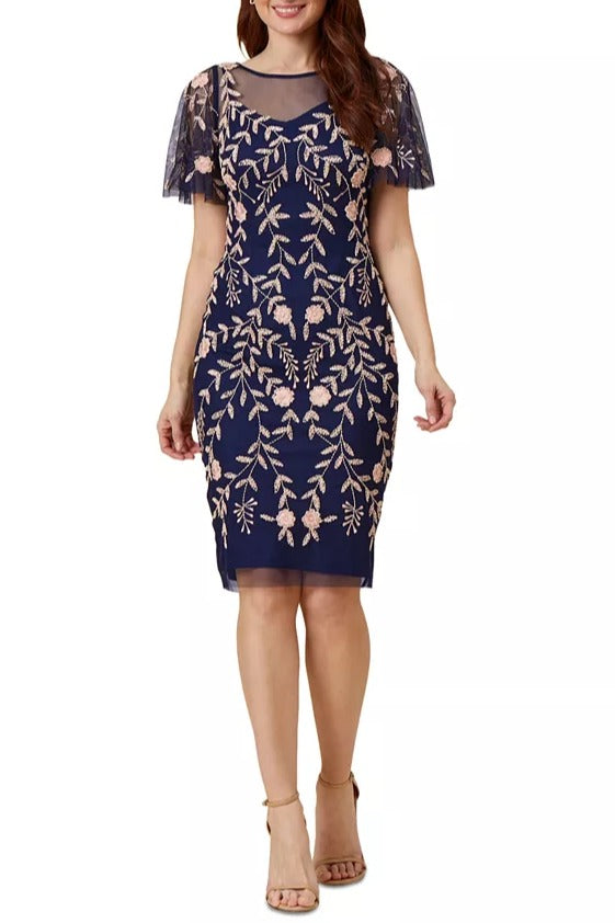 Adrianna Papell Flutter Sleeve Sequin Dress Curated Brands in