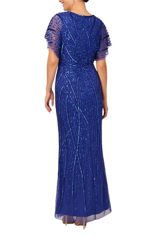 Adrianna Papell mermaid with dolman sleeves gown_ULTRA BLUE_back View