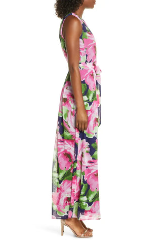 Donna Rico Floral Print Sleeveless Maxi Dress_FUCHSIA MULTI_back