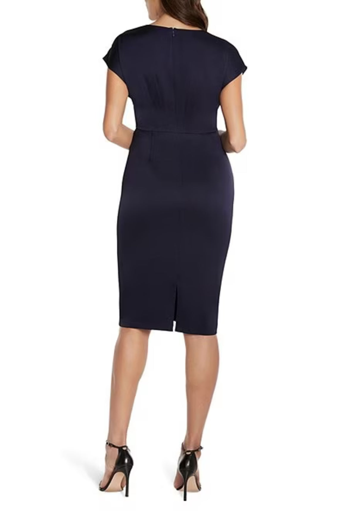 aidan mattox cocktail dress with peplum Aidan Mattox Sequin Lace Applique V-Neck Cap Sleeve Peplum Satin Dress