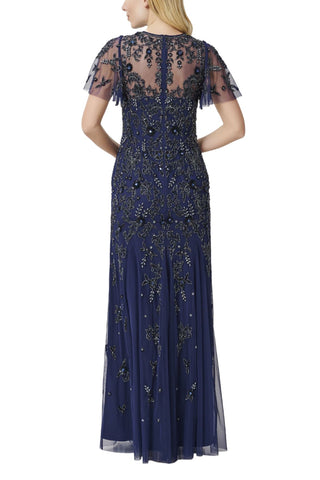 Aidan Mattox Illusion Crew Neck Short Sleeve Embellished Mesh Gown Curated Brands Aidan Mattox Illusion Crew Neck Short Sleeve Embellished Mesh Gown Curated Brands