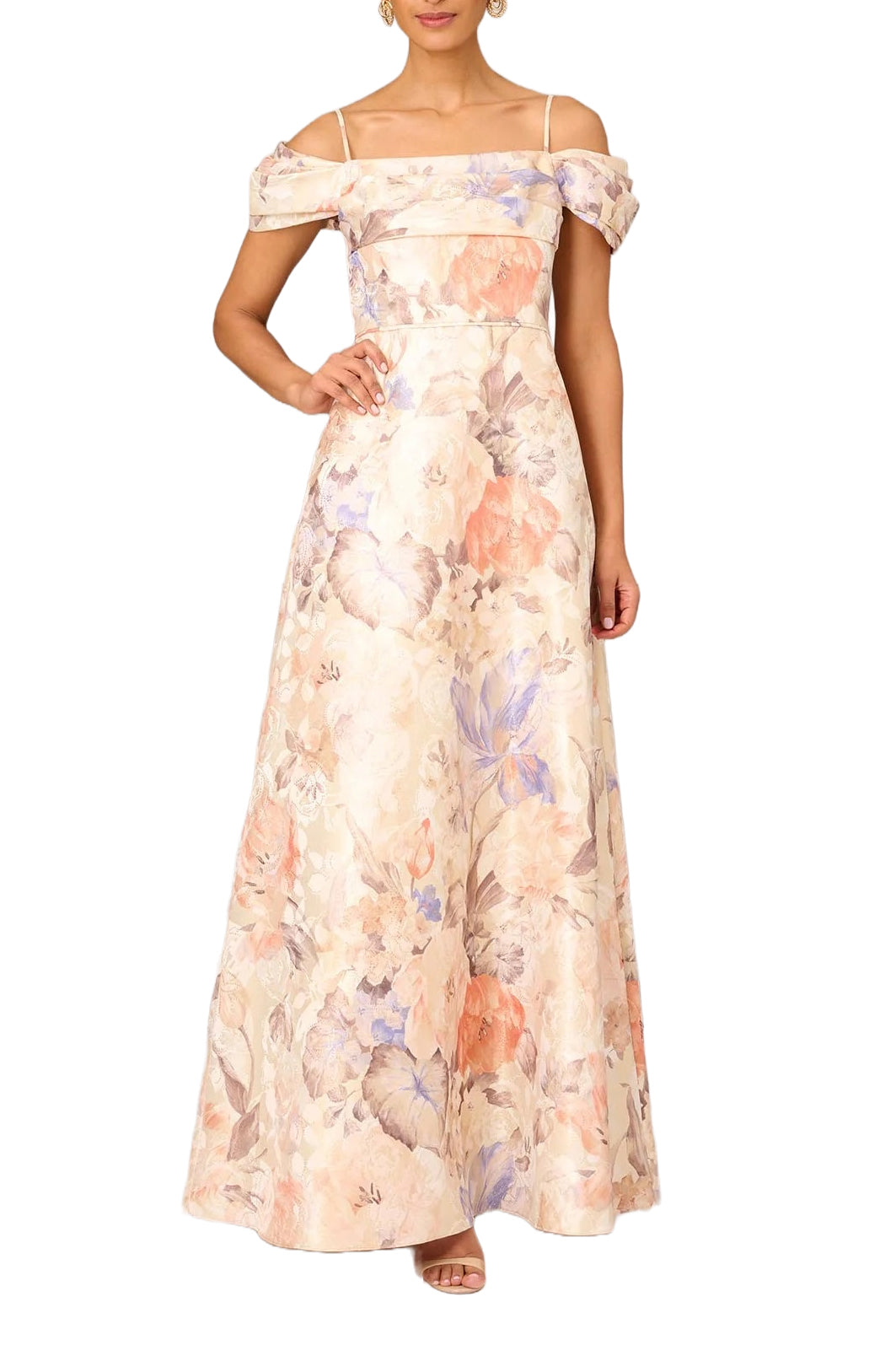 aidan mattox metallic jacquard dress Floral Metallic Jacquard Gown