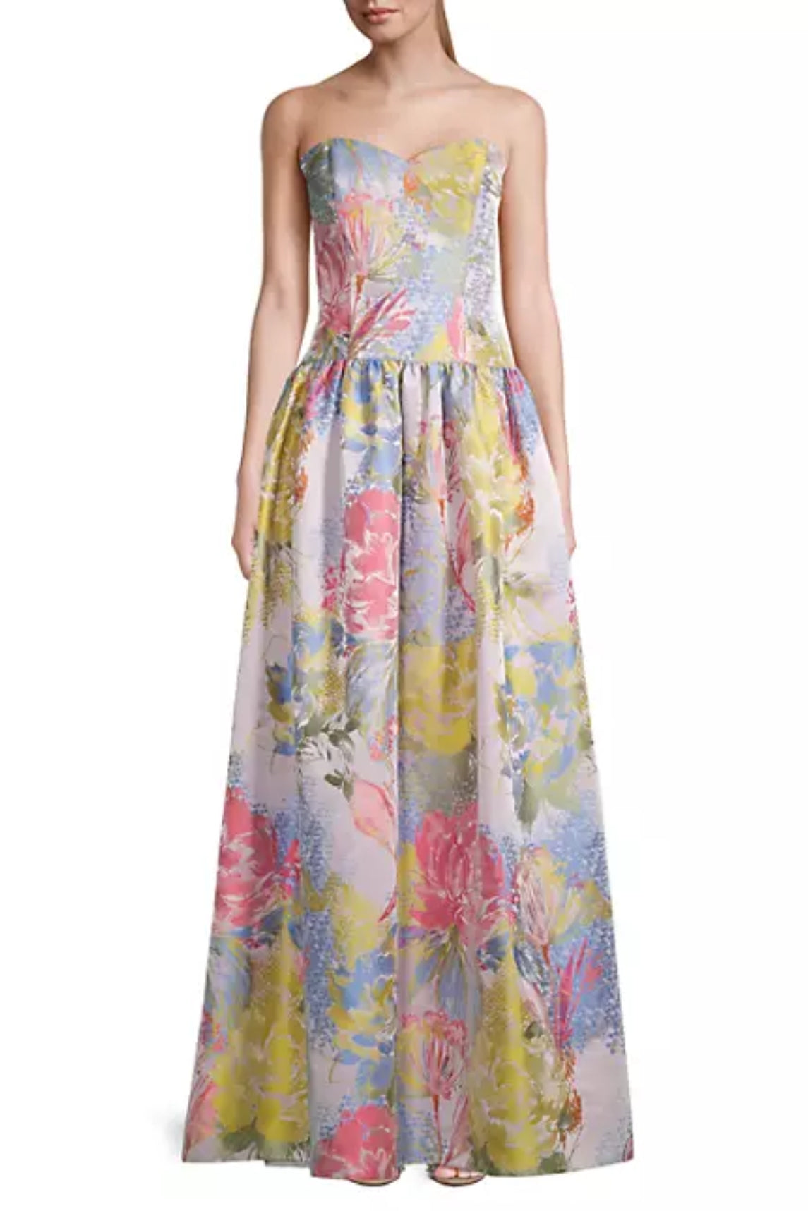 Aidan Mattox Floral Jacquard Strapless Gown Aidan Mattox Floral Jacquard Strapless Gown