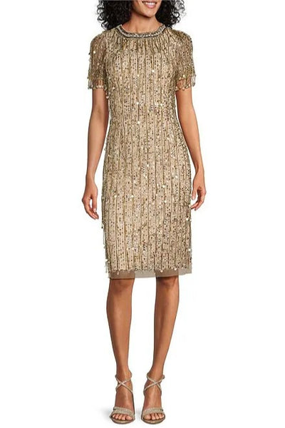 NWT Aidan Mattox 8 cheetah print gold sequins long sleeve party factory dress