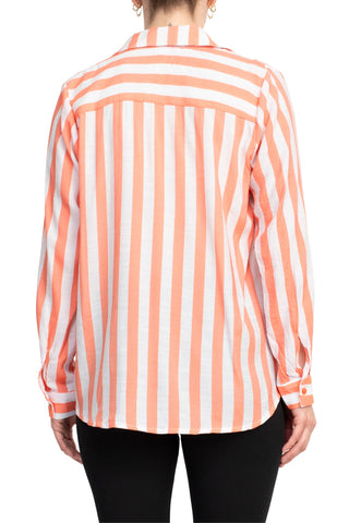 Notations Slubbed Woven Chest Pocket Shirt - CORAL WHITE - Back