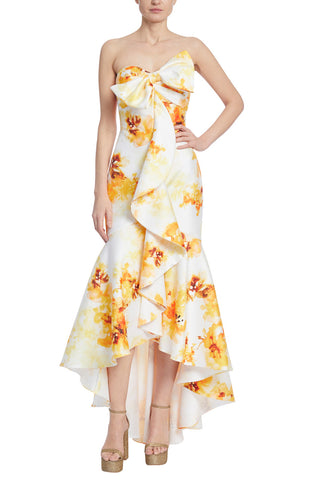 Badgley Mischka strapless floral high-low mermaid dress at Curated Brands in LA