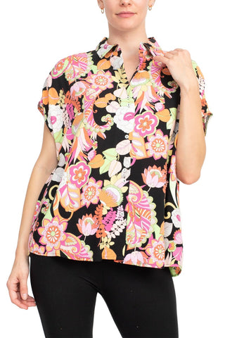 Floral-printed jersey knit top_front