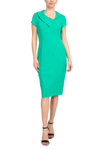 Connected Apparel Collared Sheath Dress_Front View