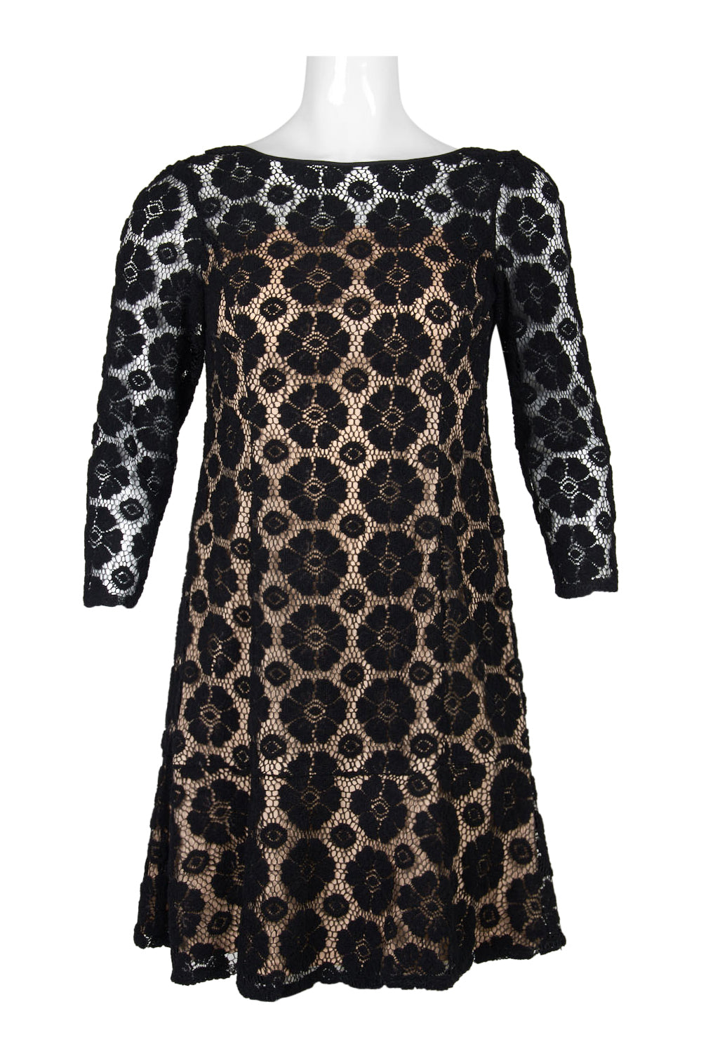 Adrianna Papell Boat Neck Illusion Zipper Back Floral Lace Dress (Plus Size) | Available at Curated Brands in Los Angeles Adrianna Papell Boat Neck Illusion Zipper Back Floral Lace Dress (Plus Size) | Available at Curated Brands in Los Angeles