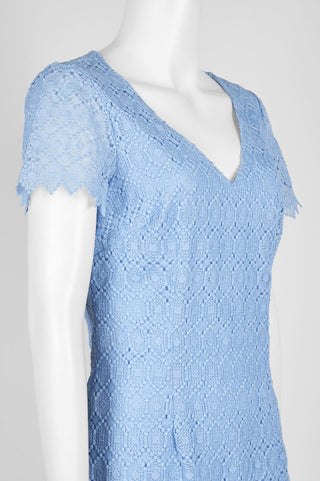 Adrianna Papell V-Neck Short Sleeve Zipper Back Crochet Dress