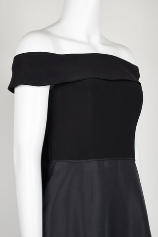 Adrianna Papell Off-Shoulder Zipper Back Pockets Flutter Solid Jersey Tafetta Dress