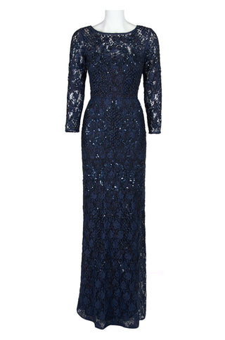 Aidan Mattox Scoop Neck Long Sleeve Keyhole Back Embellished Floral Lace Dress | Available at Curated Brands in Los Angeles Aidan Mattox Scoop Neck Long Sleeve Keyhole Back Embellished Floral Lace Dress | Available at Curated Brands in Los Angeles