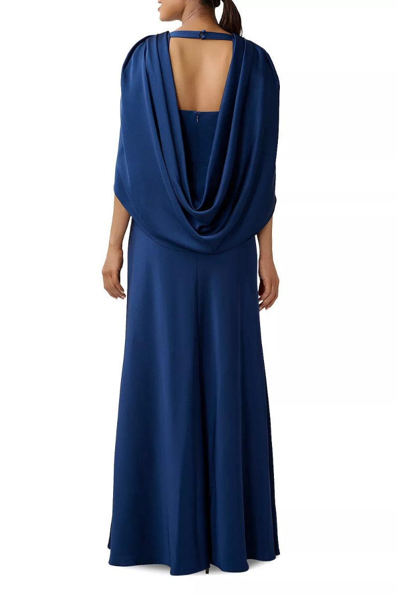 Robe en satin uni avec fermeture éclair sur le devant et dans le dos